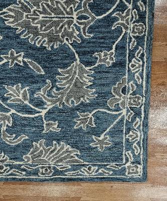 Navy Wool Romania 5x8 Feet  Hand-Tufted by Saraswati Global 6