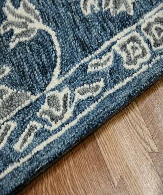 Navy Wool Romania 8X10 Feet  Hand-Tufted by Saraswati Global 5