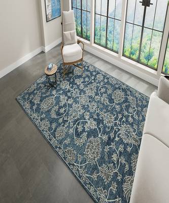 Navy Wool Romania 8X10 Feet  Hand-Tufted by Saraswati Global 1