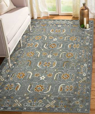 Orange Wool Romania 5x8 Feet  Hand-Tufted by Saraswati Global 1