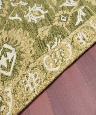 Olive Green  Wool Romania 4x6 Feet  Hand-Tufted by Saraswati Global 3