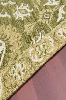 Olive Green  Wool Romania 4x6 Feet  Hand-Tufted by Saraswati Global
