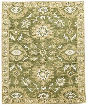 Olive Green  Wool Romania 4x6 Feet  Hand-Tufted by Saraswati Global 6