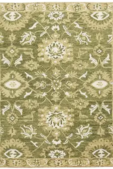 Olive Green  Wool Romania 4x6 Feet  Hand-Tufted by Saraswati Global