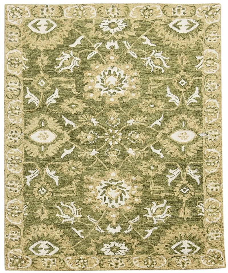 Olive Green  Wool Romania 4x6 Feet  Hand-Tufted by Saraswati Global