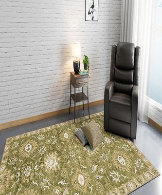 Olive Green  Wool Romania 5x8 Feet  Hand-Tufted by Saraswati Global 1