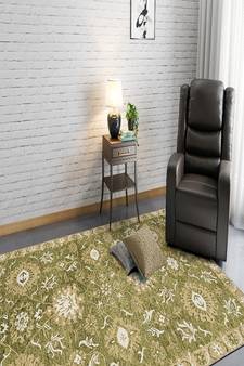 Olive Green  Wool Romania 5x8 Feet  Hand-Tufted by Saraswati Global