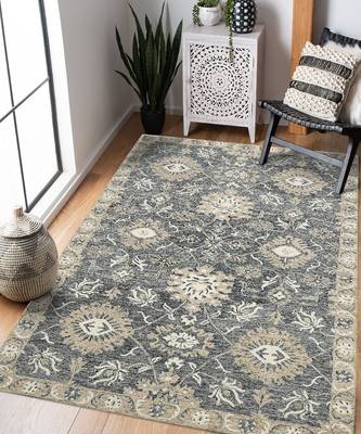 Gray Wool Romania 8X10 Feet  Hand-Tufted by Saraswati Global 1