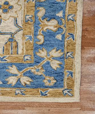 Royal Blue Wool Romania 5x8 Feet  Hand-Tufted by Saraswati Global 6