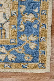 Royal Blue Wool Romania 5x8 Feet  Hand-Tufted by Saraswati Global
