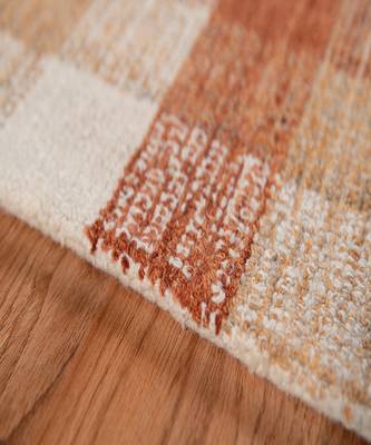 Orange Wool Tartan 5X7.6 Feet  Hand-Tufted by Saraswati Global 2