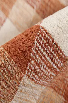 Orange Wool Tartan 5X7.6 Feet  Hand-Tufted by Saraswati Global