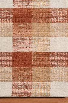 Orange Wool Tartan 5X7.6 Feet  Hand-Tufted by Saraswati Global