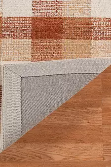Orange Wool Tartan 5X7.6 Feet  Hand-Tufted by Saraswati Global