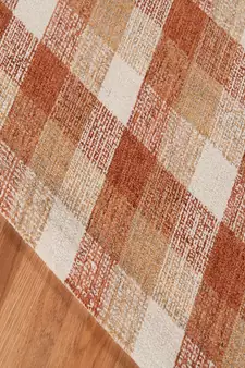 Orange Wool Tartan 5X7.6 Feet  Hand-Tufted by Saraswati Global