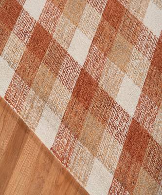 Orange Wool Tartan 8X10 Feet  Hand-Tufted by Saraswati Global 4