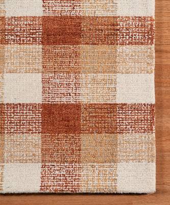 Orange Wool Tartan 8X10 Feet  Hand-Tufted by Saraswati Global 7