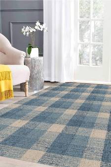 Blue Wool Tartan 3.6X5.6 Feet  Hand-Tufted by Saraswati Global