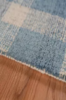 Blue Wool Tartan 5X7.6 Feet  Hand-Tufted by Saraswati Global
