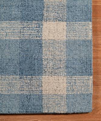 Blue Wool Tartan 5X7.6 Feet  Hand-Tufted by Saraswati Global 4