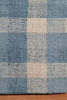 Blue Wool Tartan 5X7.6 Feet  Hand-Tufted by Saraswati Global