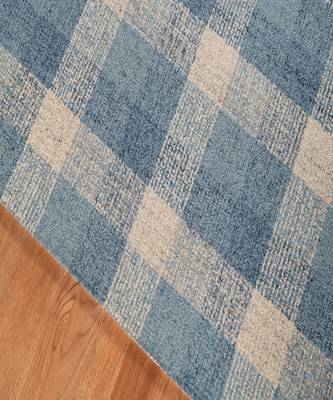 Blue Wool Tartan 5X7.6 Feet  Hand-Tufted by Saraswati Global 6