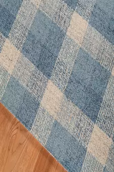 Blue Wool Tartan 5X7.6 Feet  Hand-Tufted by Saraswati Global