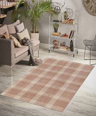 Rose Gold Wool Tartan 3.6X5.6 Feet  Hand-Tufted by Saraswati Global 1