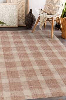 Rose Gold Wool Tartan 5X7.6 Feet  Hand-Tufted by Saraswati Global