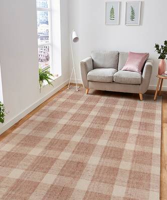 Rose Gold Wool Tartan 8X10 Feet  Hand-Tufted by Saraswati Global 1