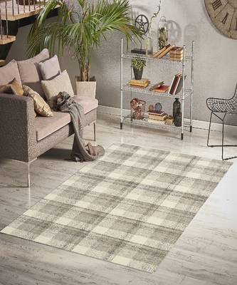 Sand Wool Tartan 3.6X5.6 Feet  Hand-Tufted by Saraswati Global 1