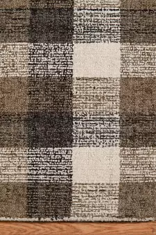 Khaki Wool Tartan 5X7.6 Feet  Hand-Tufted by Saraswati Global
