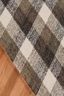 Khaki Wool Tartan 5X7.6 Feet  Hand-Tufted by Saraswati Global