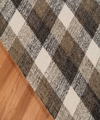 Khaki Wool Tartan 8X10 Feet  Hand-Tufted by Saraswati Global 4