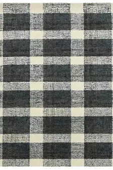 Charcoal Wool Tartan 3.6X5.6 Feet  Hand-Tufted by Saraswati Global
