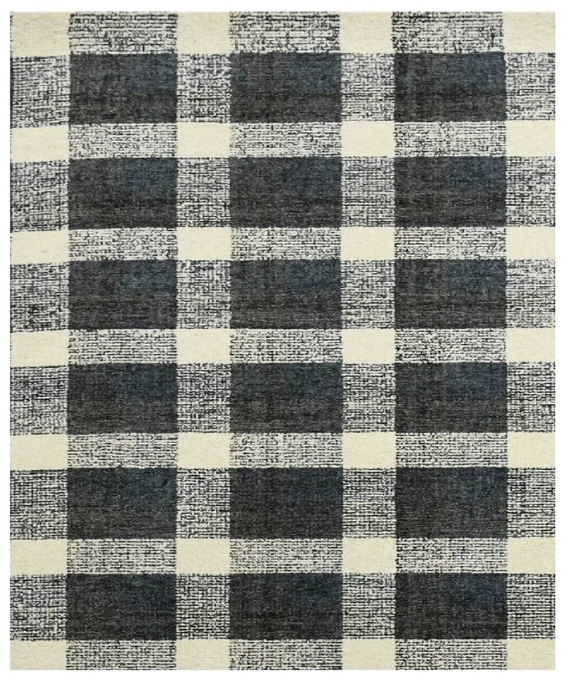 Charcoal Wool Tartan 3.6X5.6 Feet  Hand-Tufted by Saraswati Global