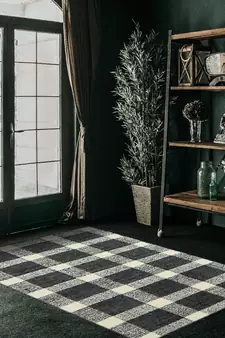 Charcoal Wool Tartan 3.6X5.6 Feet  Hand-Tufted by Saraswati Global