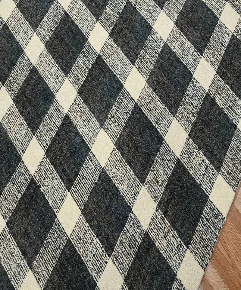 Charcoal Wool Tartan 3.6X5.6 Feet  Hand-Tufted by Saraswati Global