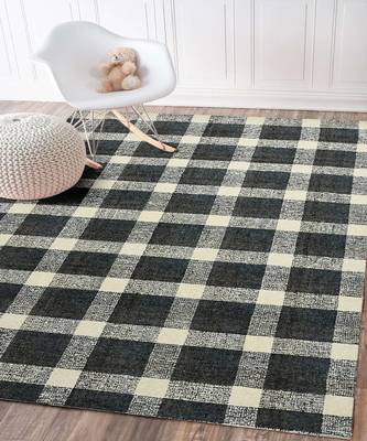 Charcoal Wool Tartan 5X7.6 Feet  Hand-Tufted by Saraswati Global 1