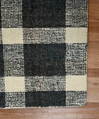 Charcoal Wool Tartan 8X10 Feet  Hand-Tufted by Saraswati Global 5