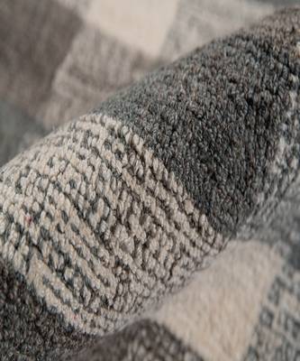 Dark Gray Wool Tartan 5X7.6 Feet  Hand-Tufted by Saraswati Global 2