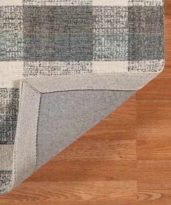 Dark Gray Wool Tartan 5X7.6 Feet  Hand-Tufted by Saraswati Global 3