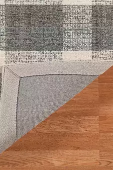 Dark Gray Wool Tartan 5X7.6 Feet  Hand-Tufted by Saraswati Global