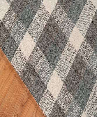 Dark Gray Wool Tartan 5X7.6 Feet  Hand-Tufted by Saraswati Global 4