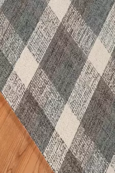 Dark Gray Wool Tartan 5X7.6 Feet  Hand-Tufted by Saraswati Global
