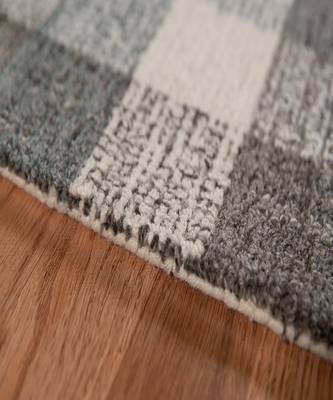 Dark Gray Wool Tartan 5X7.6 Feet  Hand-Tufted by Saraswati Global 5