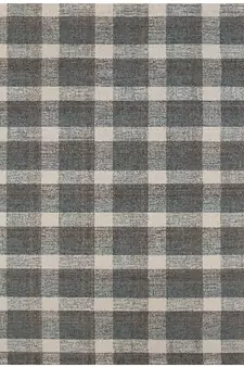 Dark Gray Wool Tartan 5X7.6 Feet  Hand-Tufted by Saraswati Global