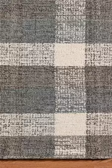 Dark Gray Wool Tartan 8X10 Feet  Hand-Tufted by Saraswati Global