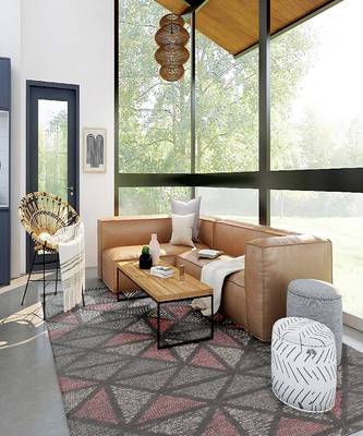 Peach Wool Vector 7.6x9.6 Feet  Hand-Tufted by Saraswati Global 1