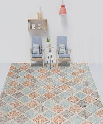 Aqua Wool Vector 7.6x9.6 Feet  Hand-Tufted by Saraswati Global 1
